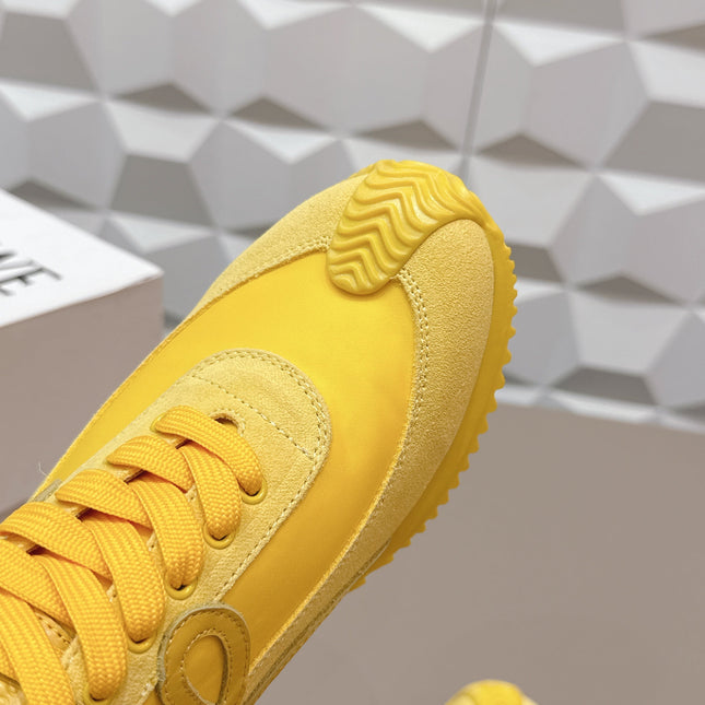 LOEWE 26S FLOW RUNNER SNEAKER IN YELLOW SUEDE AND CALFSKIN