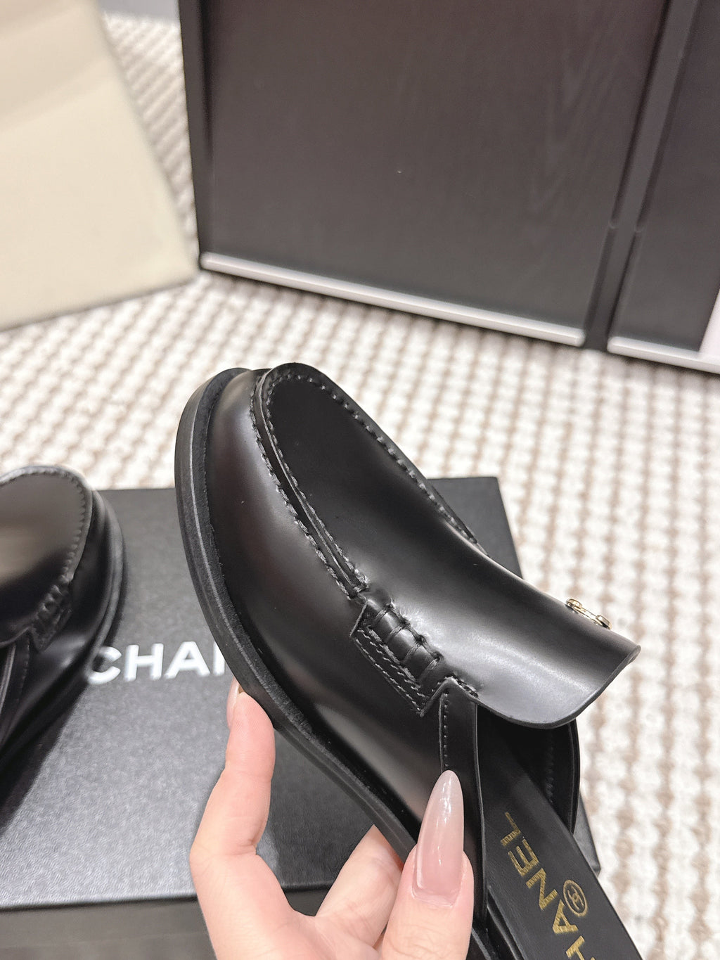 CHANEL 26S LOAFER MULES IN BLACK CALFSKIN