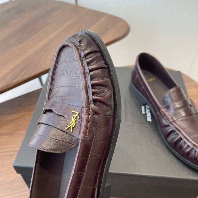 YSL 26S LOAFER IN DARK RED BROWN CALFSKIN