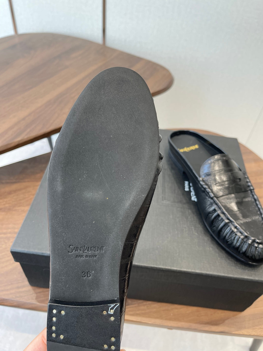 YSL 26S LOAFER MULES IN BLACK CALFSKIN