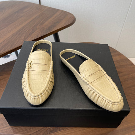 YSL 26S LOAFER MULES IN BEIGE CALFSKIN