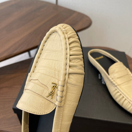 YSL 26S LOAFER MULES IN BEIGE CALFSKIN