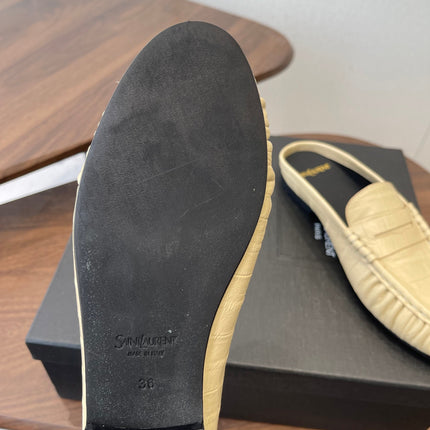 YSL 26S LOAFER MULES IN BEIGE CALFSKIN