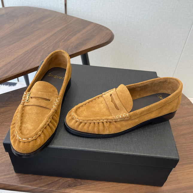 YSL 26S LOAFER IN CAMEL BROWN SUEDE