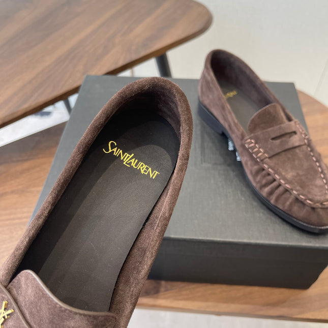 YSL 26S LOAFER IN EARTH BROWN SUEDE