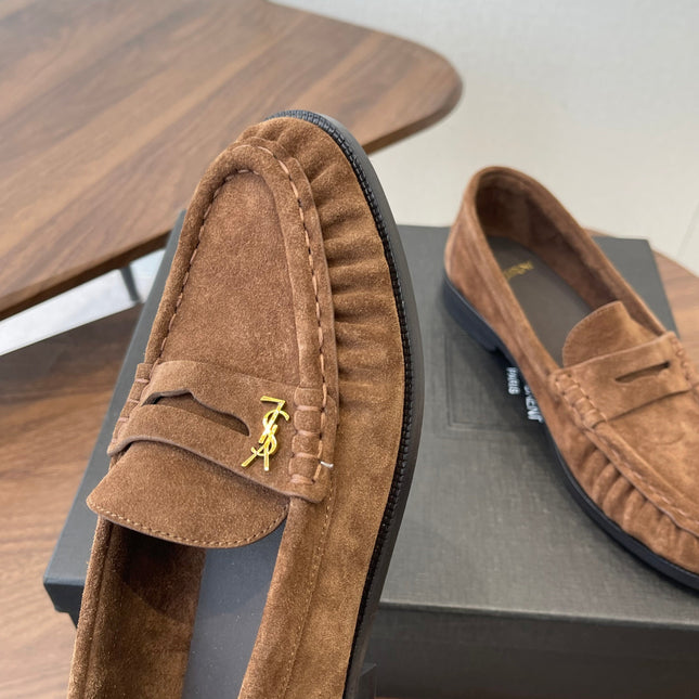 YSL 26S LOAFER IN BROWN SUEDE