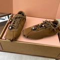 MIUMIU 26S SNEAKERS IN DARK BROWN PLUME SATIN