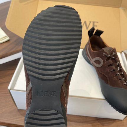 LOEWE 26S FLOW RUNNER SNEAKER 20MM IN DARK BROWN SUEDE