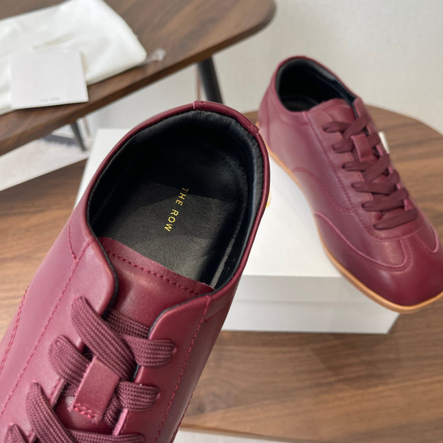 THE ROW 26S SNEAKERS IN BURGUNDY RED CALFSKIN