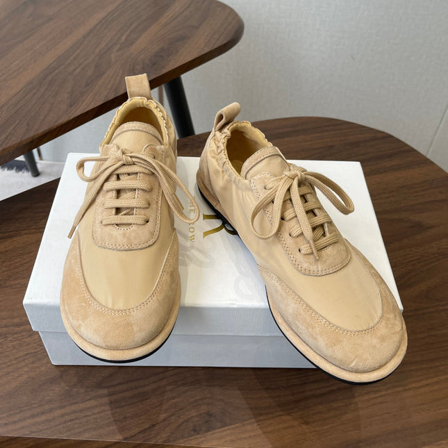 THE ROW 26S SNEAKERS IN BEIGE SUEDE AND FABRIC