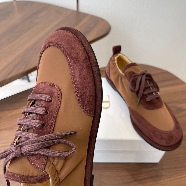 THE ROW 26S SNEAKERS IN BROWN SUEDE AND FABRIC