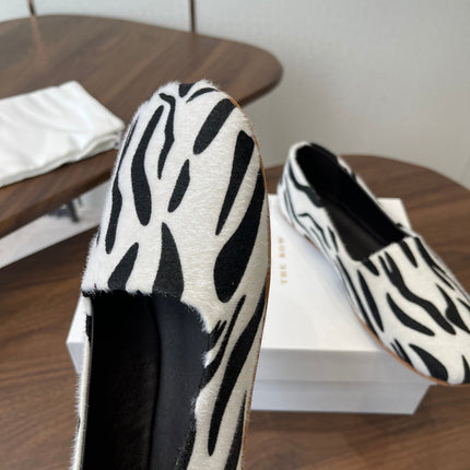 THE ROW 26S MARY JANES IN WHITE ZEBRA PRINT PONY HAIR