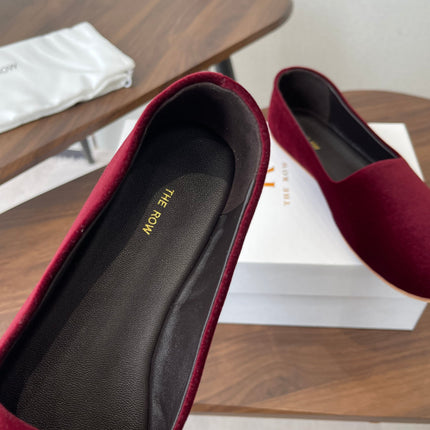 THE ROW 26S BALLET FLATS IN BURGUNDY RED VELVET