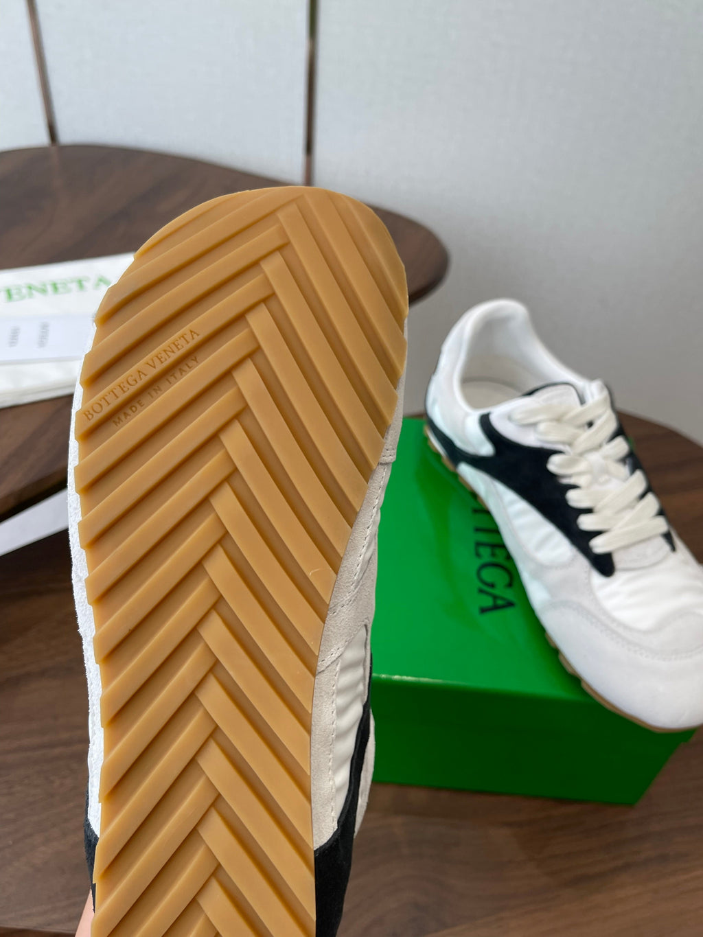 BOTTEGA VENETA 26S ORBIT FLASH SNEAKERS IN WHITE AND BLACK SUEDE