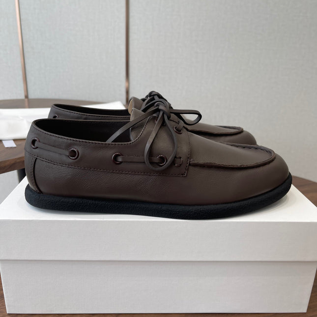 THE ROW 26S LOAFERS IN DARK BROWN CALFSKIN
