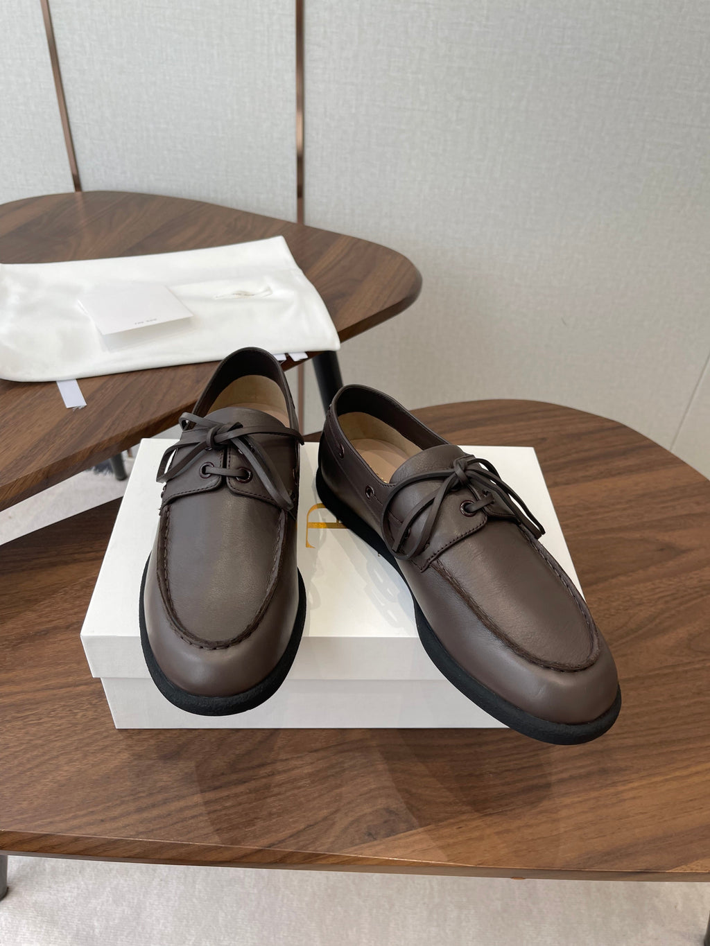 THE ROW 26S LOAFERS IN DARK BROWN CALFSKIN