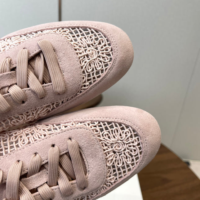 THE ROW 26S LACE UP SNEAKERS IN LIGHT PINK SUEDE