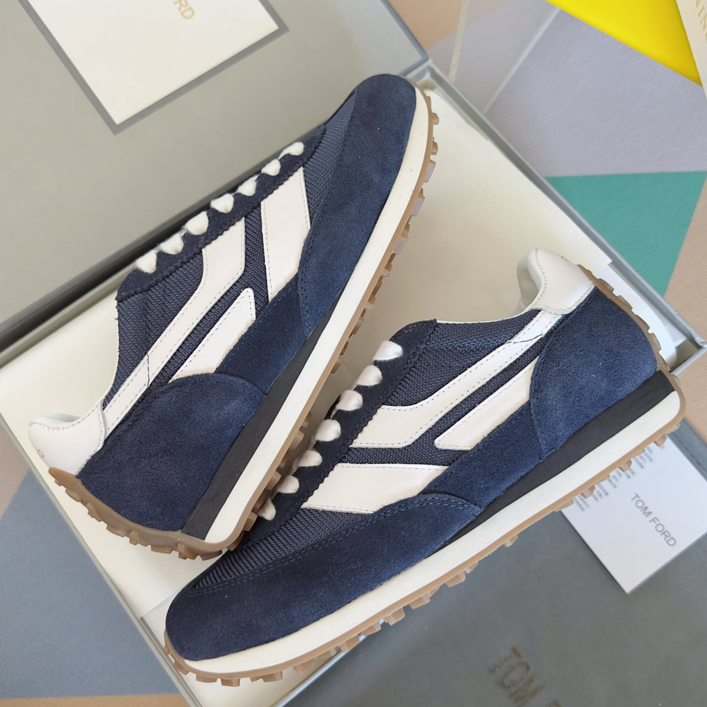 TOM FORD 26S SNEAKERS IN NAVY BLUE SUEDE