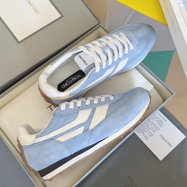 TOM FORD 26S SNEAKERS IN SKY BLUE SUEDE
