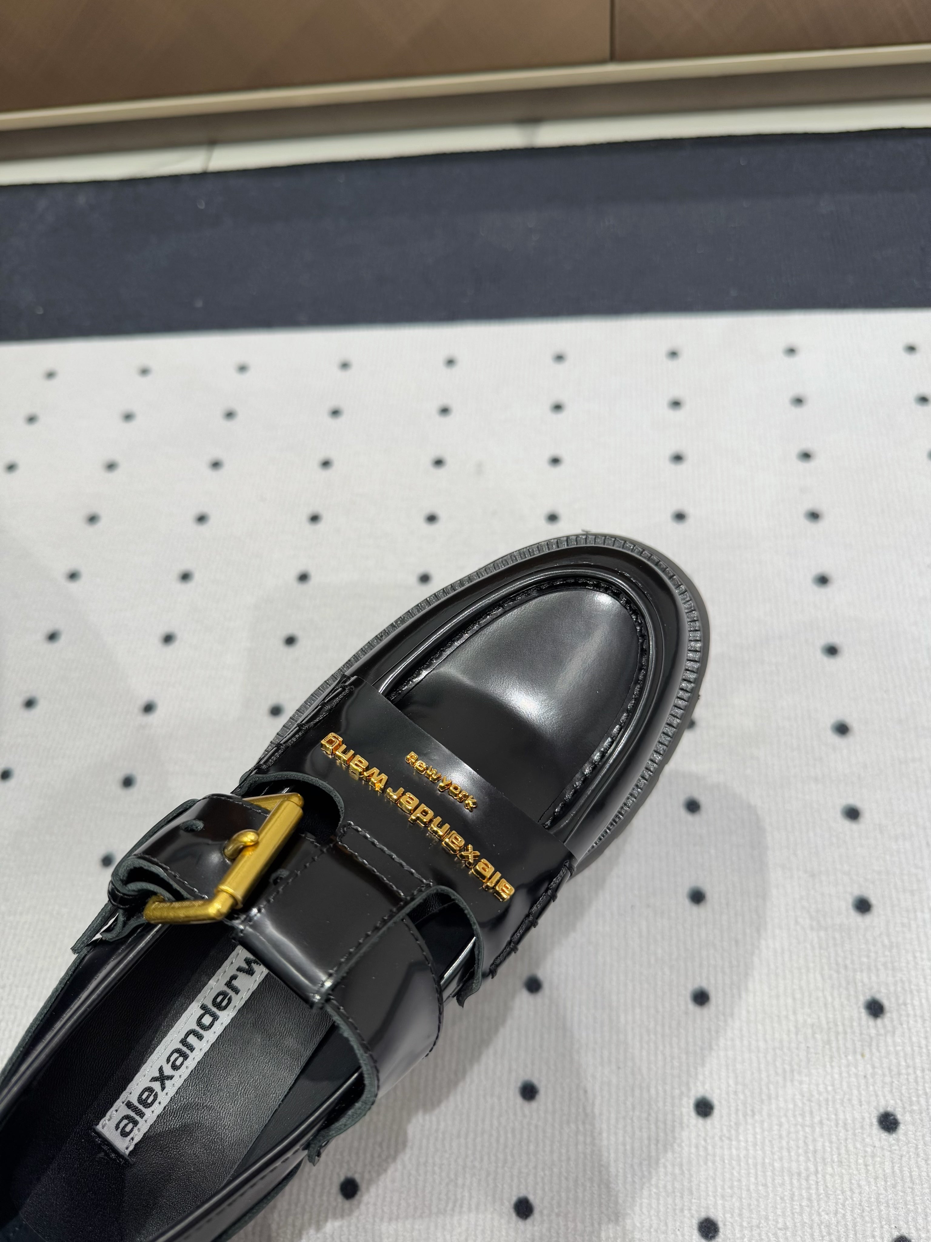 CARTER MID-HEEL LOAFER 55MM IN BLACK CALFSKIN