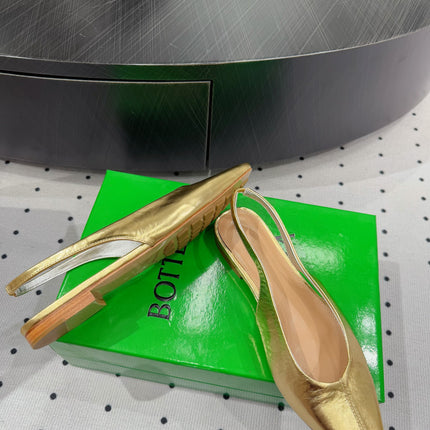 BOTTEGA VENETA 26S SLINGBACK FLATS IN GOLD CALFSKIN