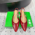 BOTTEGA VENETA 26S SLINGBACK FLATS IN RED CALFSKIN