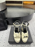 YSL 26S SANDAL HIGH HEELS 120 MM IN CREAM WHITE CALFSKIN