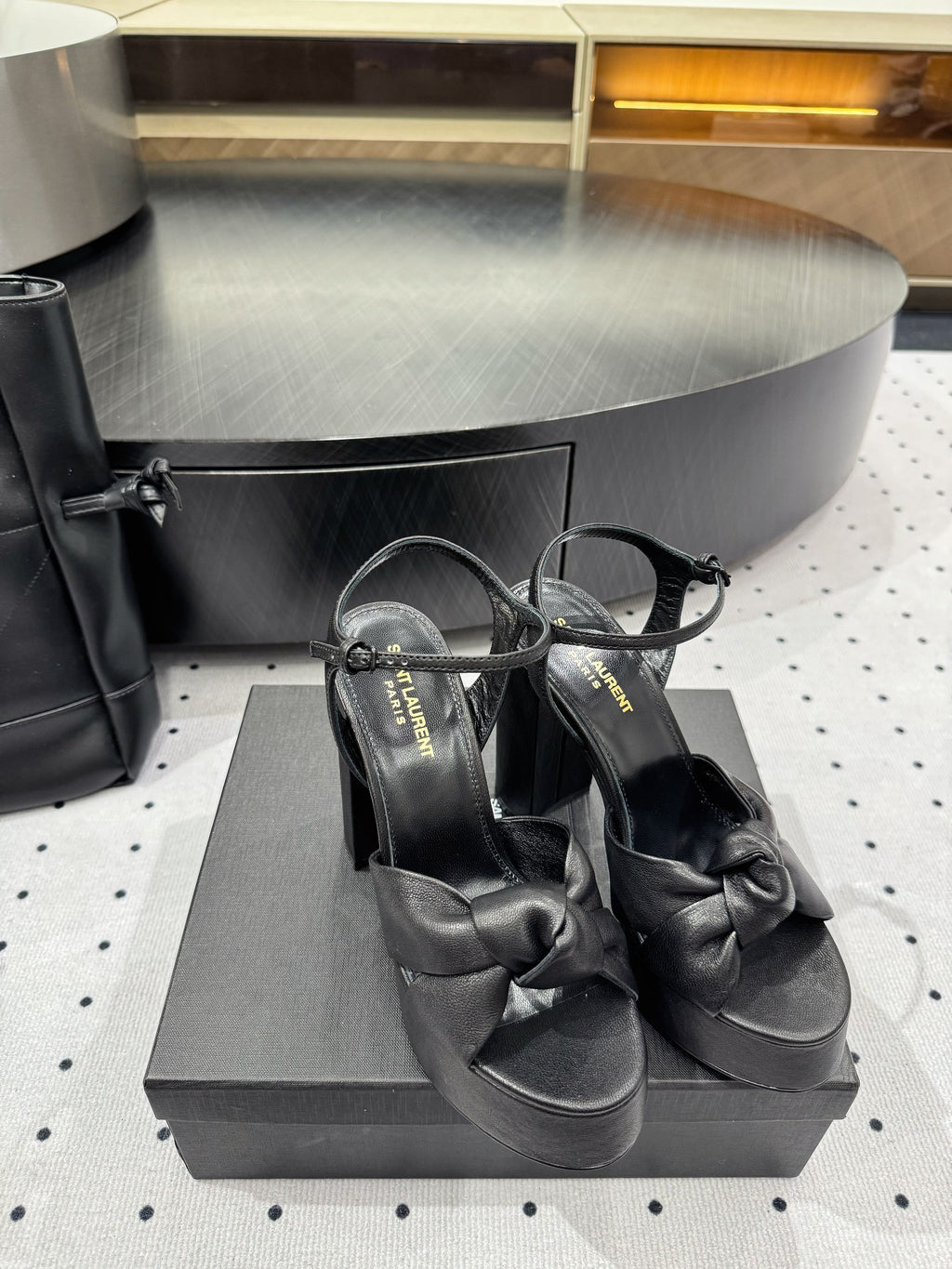 YSL 26S SANDAL HIGH HEELS 120 MM IN BLACK CALFSKIN