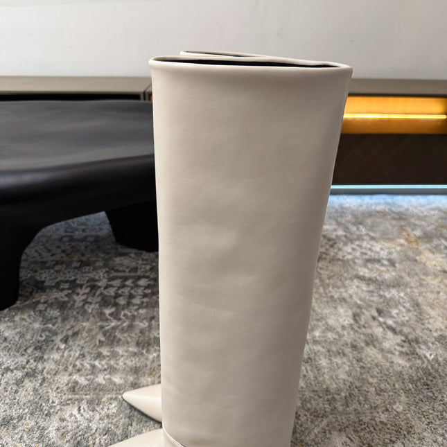 BALMAIN 26S BOOT 85 MM IN CREAM WHITE CALFSKIN