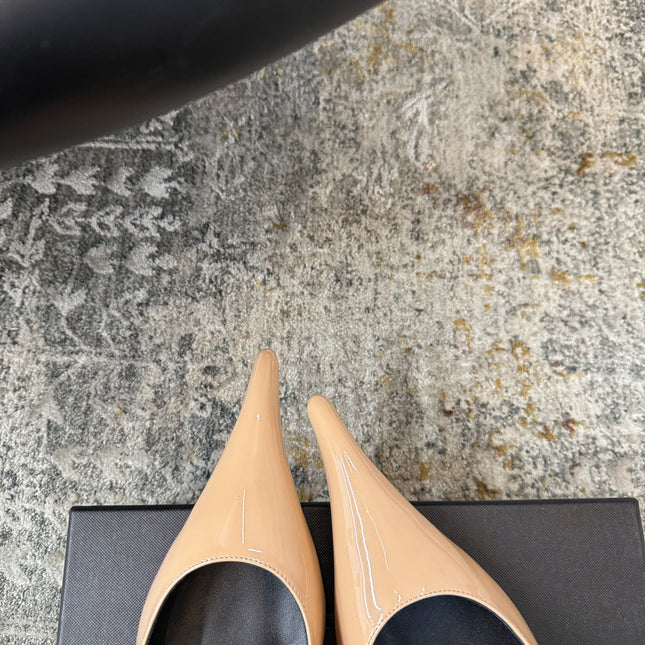 YSL 26S HEELED SHOES 110 MM IN WARM NUDE GLOSSY CALFSKIN