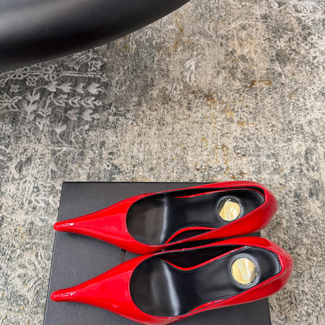 YSL 26S HEELED SHOES 110 MM IN RED GLOSSY CALFSKIN