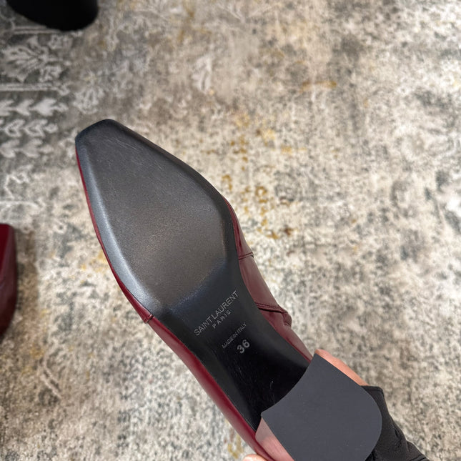 YSL 26S ANKLE BOOTS 70 MM IN DARK RED SHINY CALFSKIN