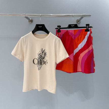 CHLOE CREWNECK T-SHIRT IN WHITE COTTON
