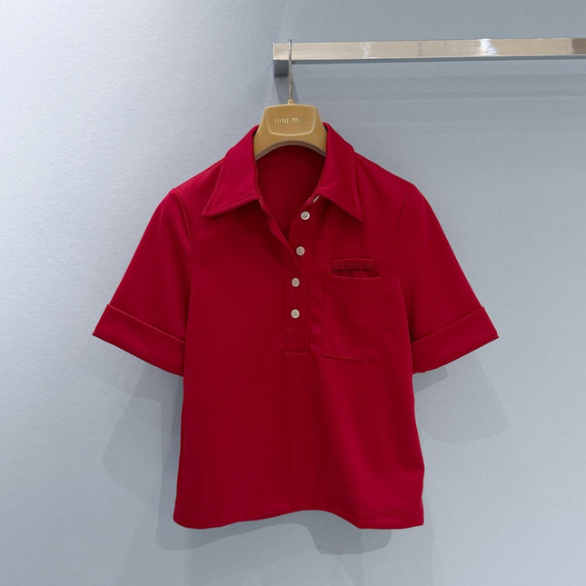 MIUMIU 26S SHORT-SLEEVE POLO T-SHIRT STYLE 1101