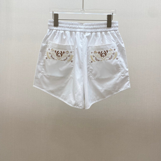 HERMES 25S EMBROIDERED SHORTS 158