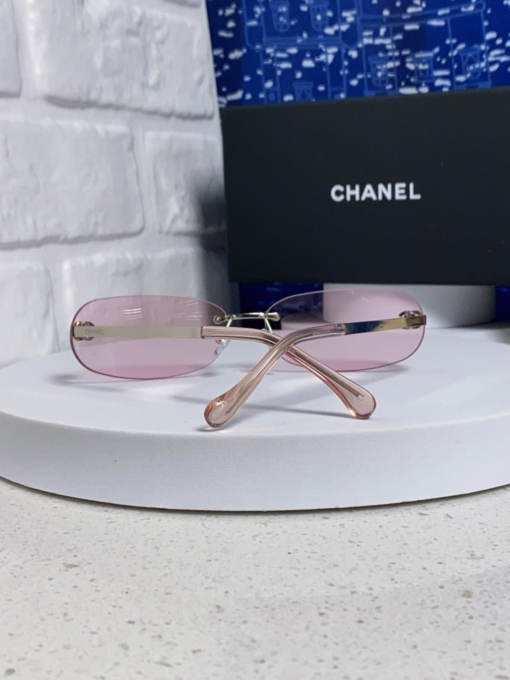 CHANEL RECTANGLE SUNGLASSES PINK IN METAL 948114