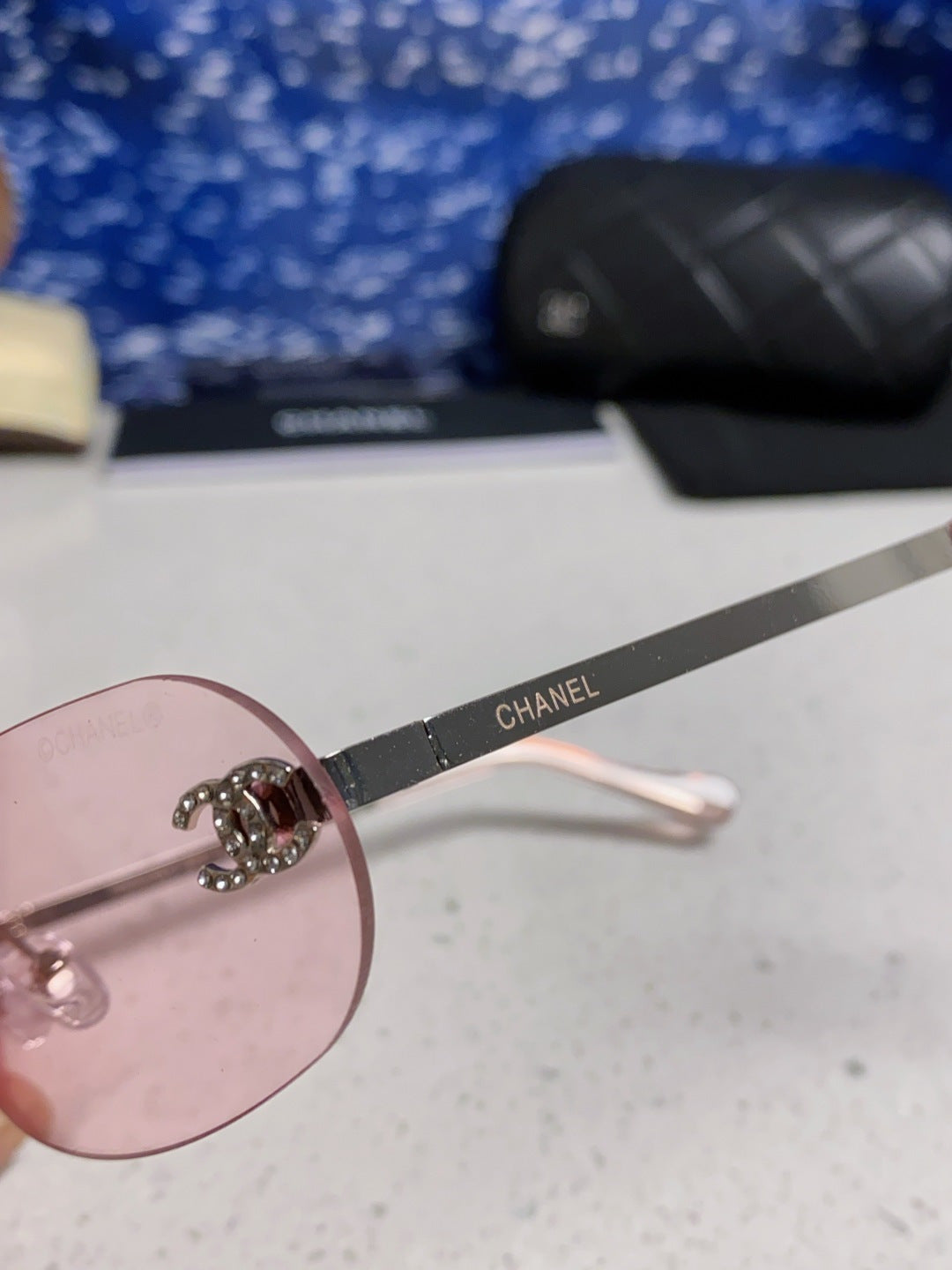 CHANEL RECTANGLE SUNGLASSES PINK IN METAL 948114