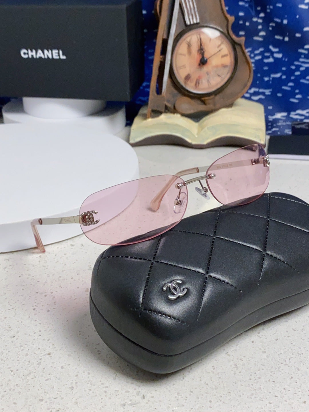 CHANEL RECTANGLE SUNGLASSES PINK IN METAL 948114