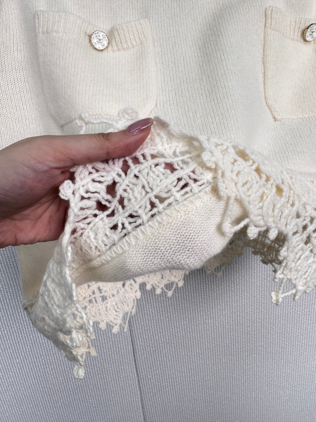 CHANEL 25S KNITTED LACE MIDI SKIRT 416