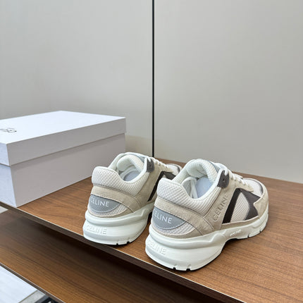 RUNNER CR-03 LOW LACE-UP PALE GRAY SUEDE AND BLACK CALFSKIN