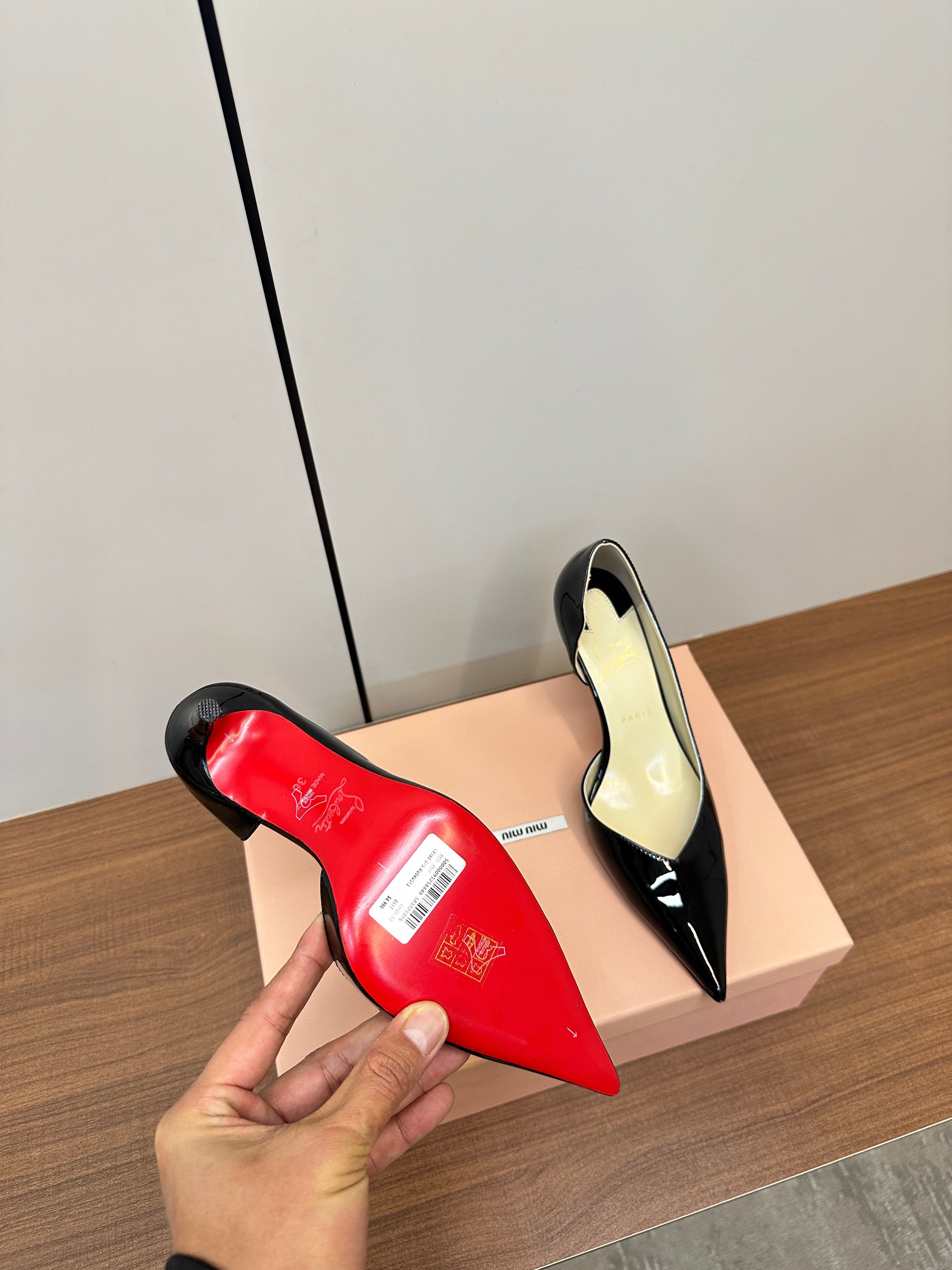 IRIZA PUMPS 85MM IN BLACK PATENT CALFSKIN