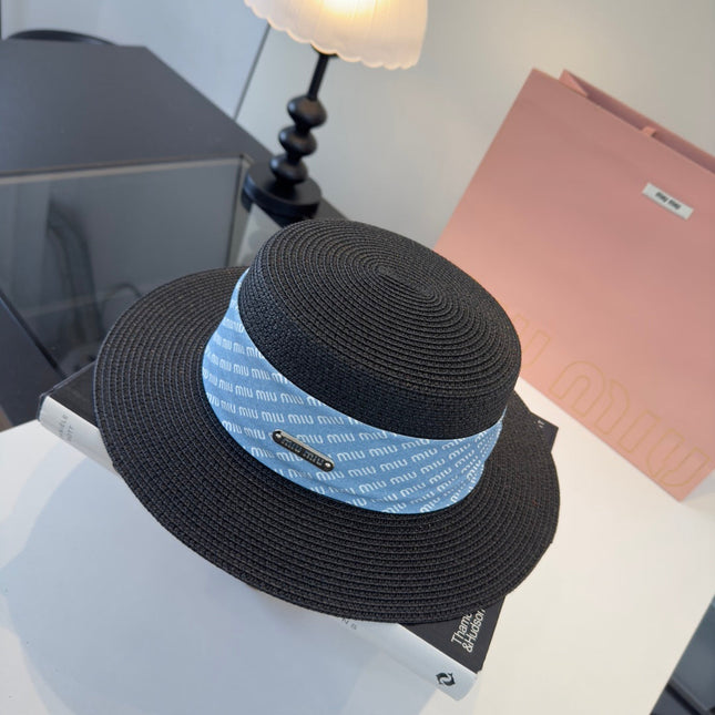 MIUMIU FLAT-BRIM STRAW HAT STYLE 40