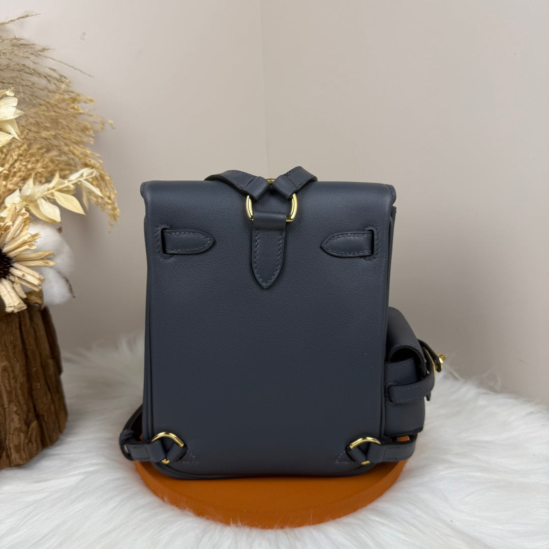 HM 25S KELLY JUMP 17 CM IN DARK SLATE BLUE-GRAY SWIFT WITH GOLD HARDWARE