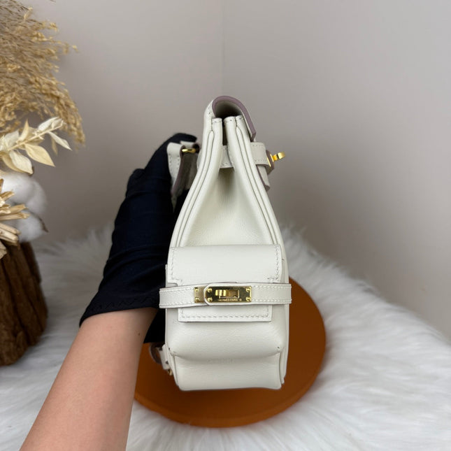 HM 25S KELLY JUMP 17 CM IN WHITE SWIFT WITH GOLD HARDWARE