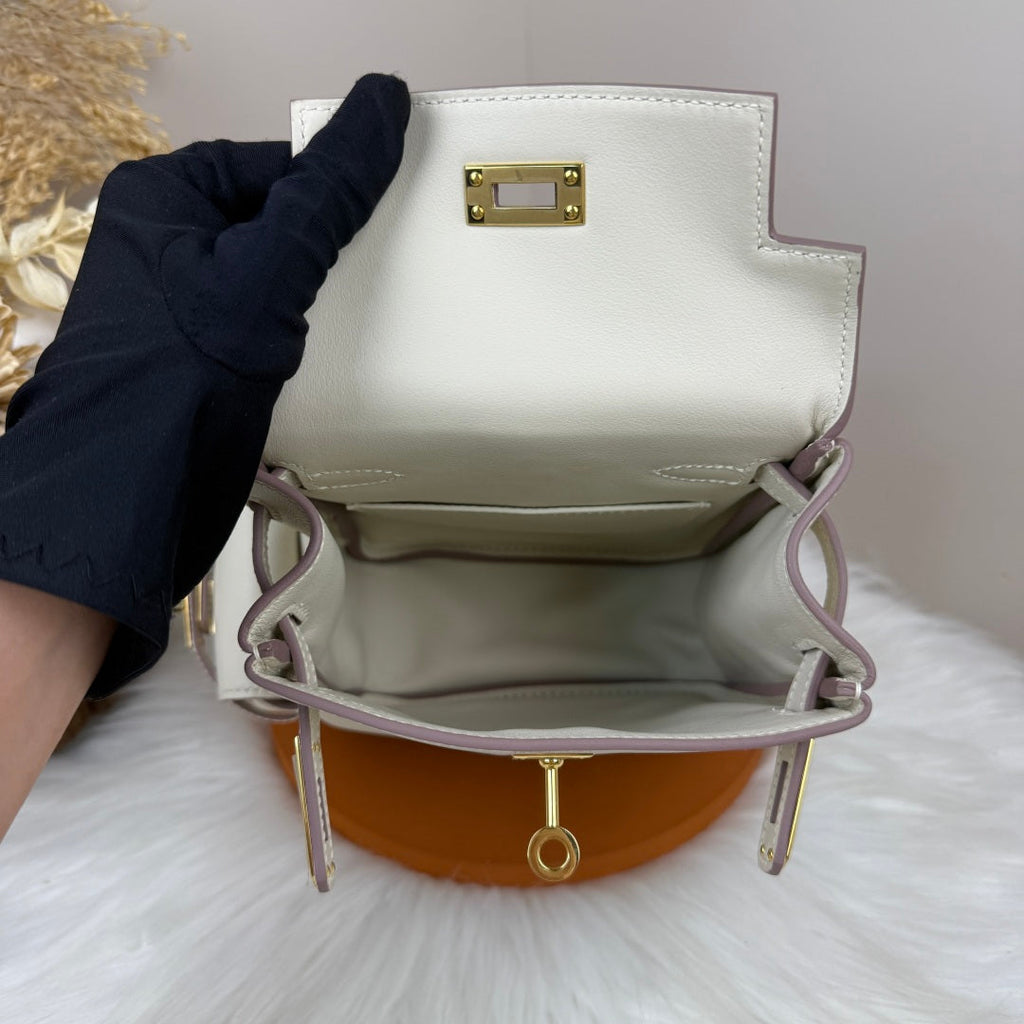 HM 25S KELLY JUMP 17 CM IN WHITE SWIFT WITH GOLD HARDWARE