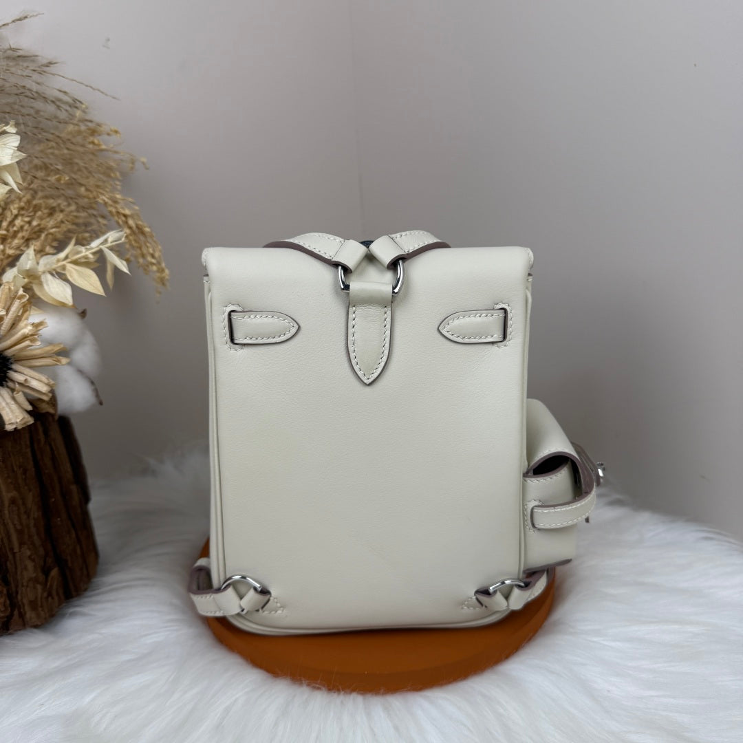 HM 25S KELLY JUMP 17 CM IN WHITE SWIFT WITH SILVER HARDWARE