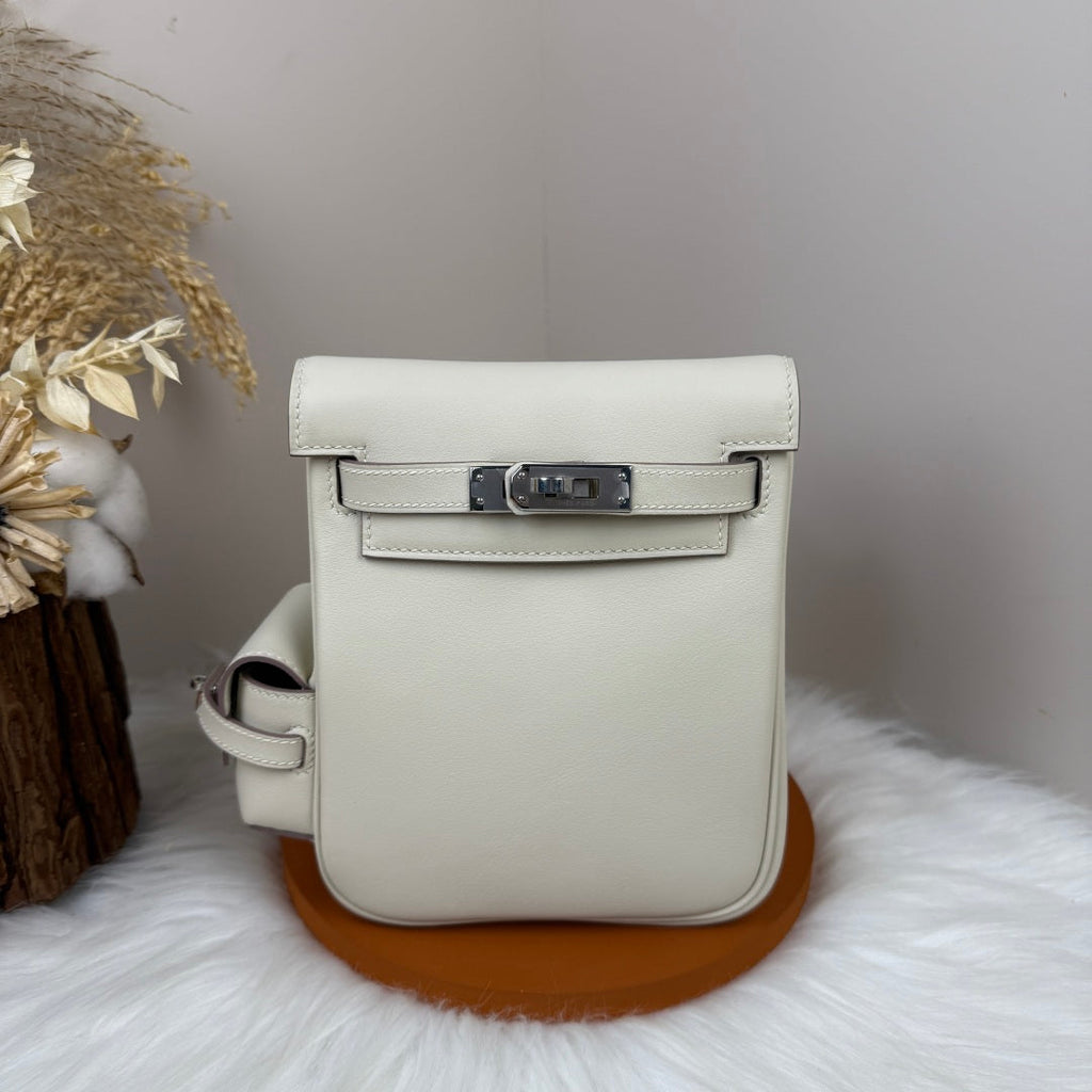 HM 25S KELLY JUMP 17 CM IN WHITE SWIFT WITH SILVER HARDWARE