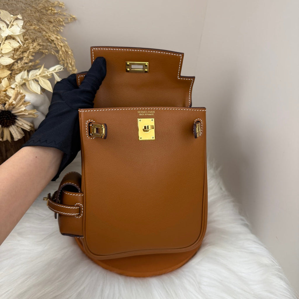 HM 25S KELLY JUMP 17 CM IN CARAMEL BROWN SWIFT WITH GOLD HARDWARE