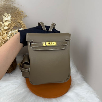 HM 25S KELLY JUMP 17 CM IN MUSHROOM BROWN SWIFT WITH GOLD HARDWARE
