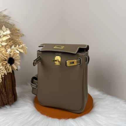 HM 25S KELLY JUMP 17 CM IN MUSHROOM BROWN SWIFT WITH GOLD HARDWARE